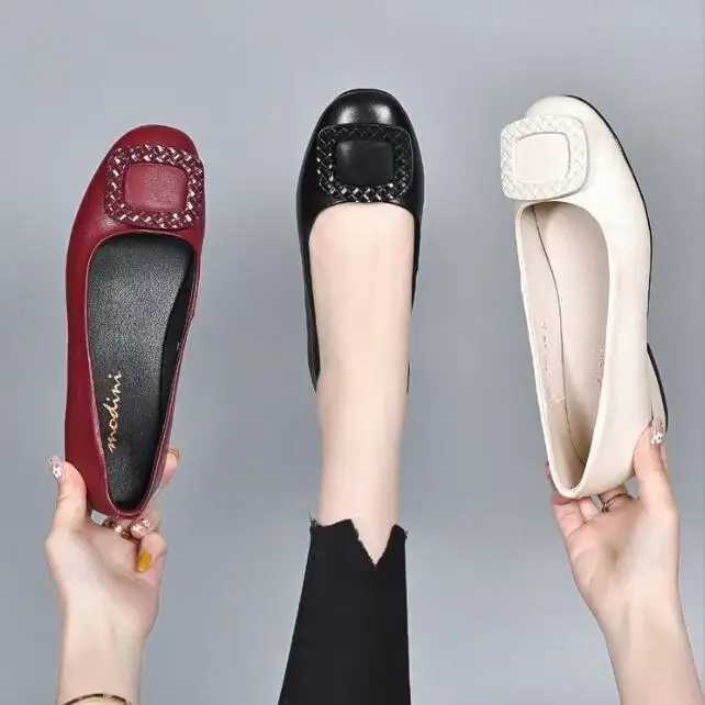 Zapatillas de Ballet planas para mujer, zapatos informales con suela suave y cómoda, bonitos, de cuero Pu superior, venta al por mayor