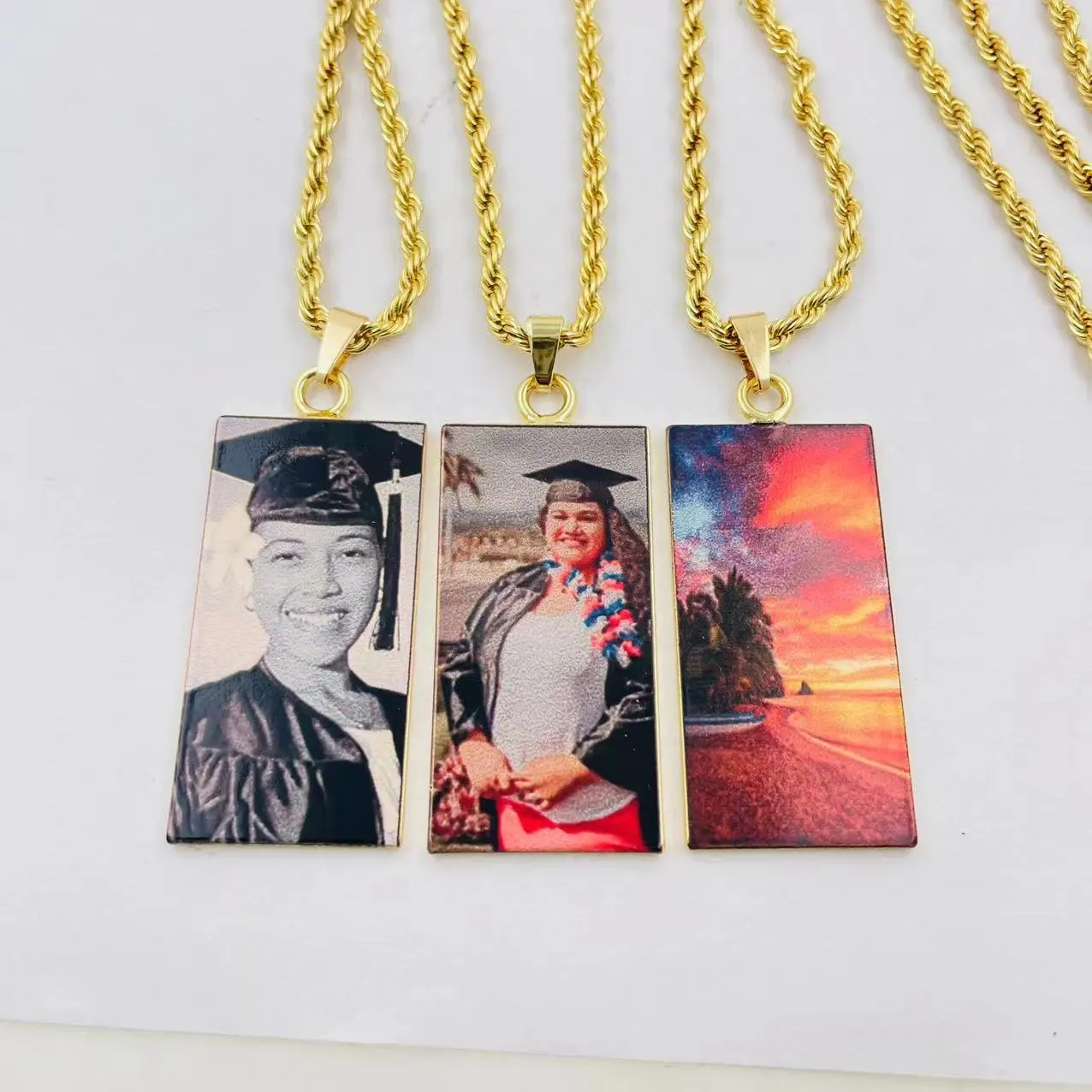 Foto stampata collana con catena di corda di natale anniversario di compleanno regali di laurea gioielli personalizzati all'ingrosso