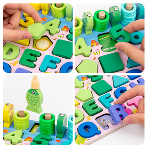 子供のためのカラフルな数字の形をした木製のカウントソートスタッキングタワー - Product Image 2