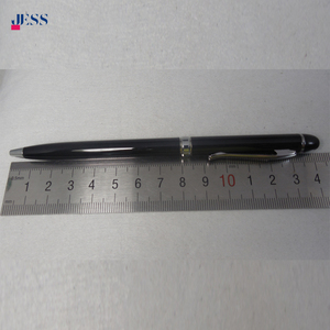 热卖超薄酒店钢笔，带定制标志黑色金属圆珠笔，用于公司广告1.0毫米书写宽度促销礼品