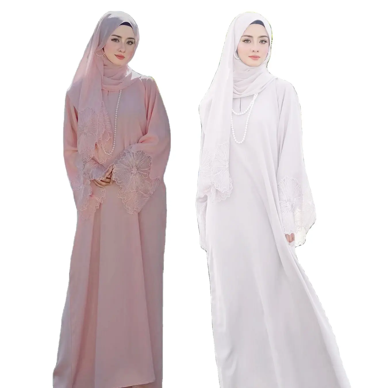 Gaun wanita empat-tepian perdagangan luar negeri Timur Tengah empat warna jubah wanita Muslim gaun Indonesia Melayu dengan syal kepala