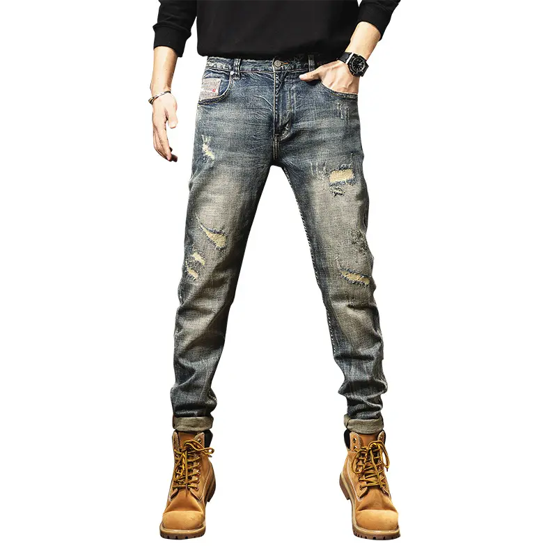 Cina vestiti economici moda Biker Strech Jeans personalizzati uomo Jeans Skinny Denim pantalone per uomo