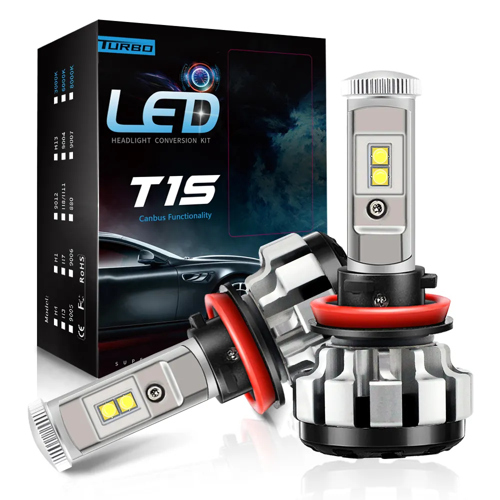 T1s H4 LED H7 H11 H8 HB4 H1 H3 9005 HB3 oto araba kafa lambası ampulleri motosiklet 8000LM araba aksesuarları 6000K 4300K 8000K sis farları