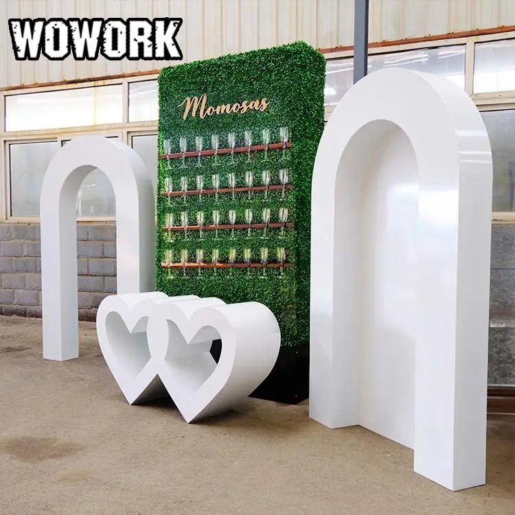 WOWORK-Exhibidor de metal para fiestas, decoración de pared para eventos de boda, color champán, 7 pies, 2023