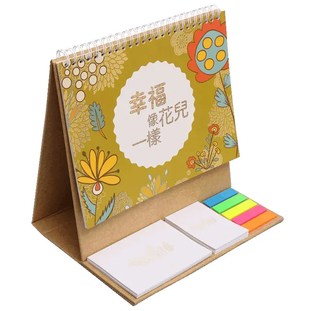 Personnalisé 2020 calendrier de bureau avec bloc-notes Shenzhen Usine Portable Table/Bureau Calendrier Impression/Pliant Papier Bloc-Notes