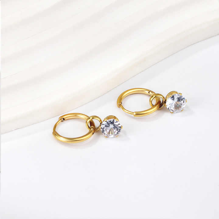 Ruigang New Fashion Simple Circle Earrings Gold Zircons Earring
