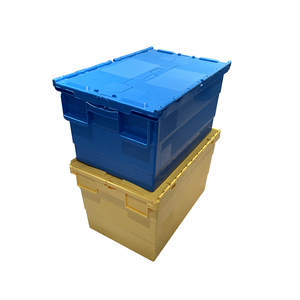 Supermarket 600x400mm <strong>Stack</strong> <strong>and</strong> <strong>Nest</strong> Plastic Turnover Box Storage <strong>Container</strong> With Attached Lid