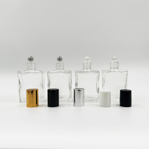 Popular Empty clear Flat square <strong>Rectangle</strong> Cosmetic 5ml 10ml 15ml <strong>30ml</strong> 50ml 100ml Glass Roller Essential Oil <strong>Bottle</strong> - Product Image 1