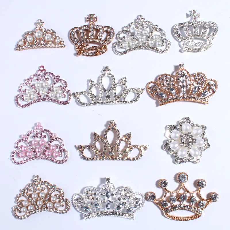 120 pièces/sac nouvelle mode couronne strass boutons avec perles ivoire pour cheveux accessoires cristal bijoux pour femmes décoration