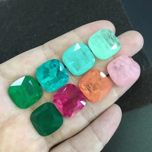YZ Jewelry personalizza tormalina Rainbow Fusion Stone Glass rettangolare/quadrato Paraiba Ruby cristallo sintetico pietra di fusione di vetro - Product Image 5