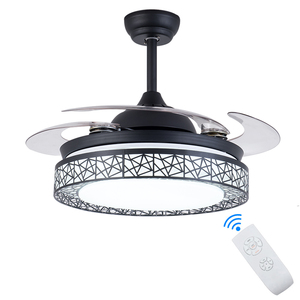 豪华水晶发光二极管吊灯隐形智能吊扇灯，带开关遥控器 - Product Image 6