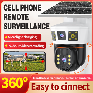 Sim kart GÜNEŞ PANELI çift kamera Lens 3 ekranlar açık 4K 4G ağ kablosuz IP ev güvenlik 4g PTZ güvenlik kamerası - Product Image 2