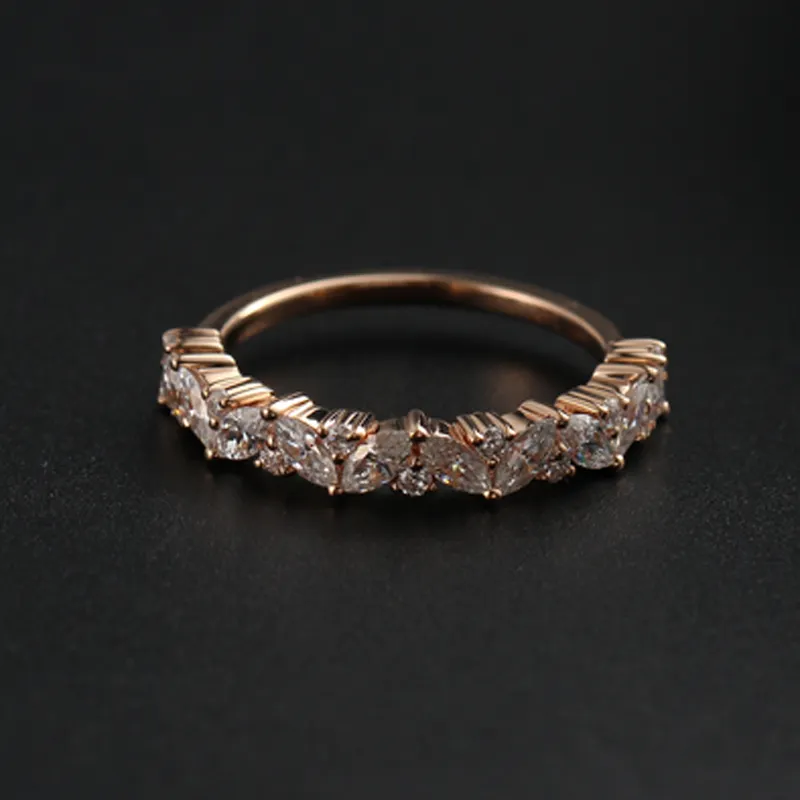 Anillo de boda chapado en oro de alta moda, joyería completa de 3,0 Cz, Diamante, Platino, juego de pavé