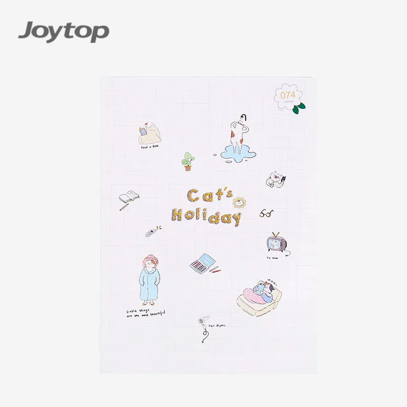 Joytop-Bloc de notas B5 con diseño de gato para estudiantes, libro de notas con 36 hojas de color bronce para vacaciones, 5989, venta al por mayor