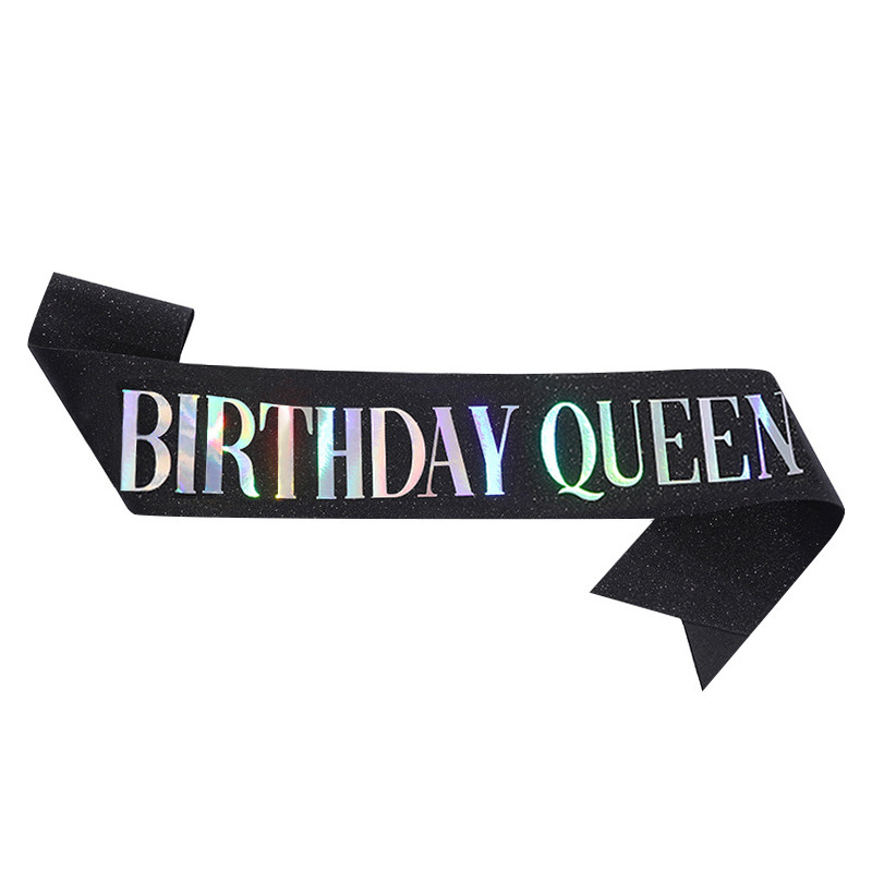 Black glittering birthday queen
