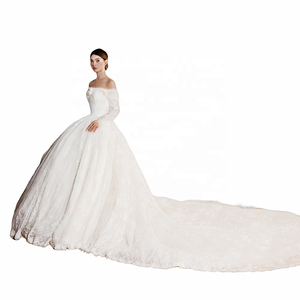 सुरुचिपूर्ण सरल और मीठा एकल-कंधे की ब्राइडल शादी पोशाक पोशाक भव्य डिजाइन समर्थन - Product Image 1