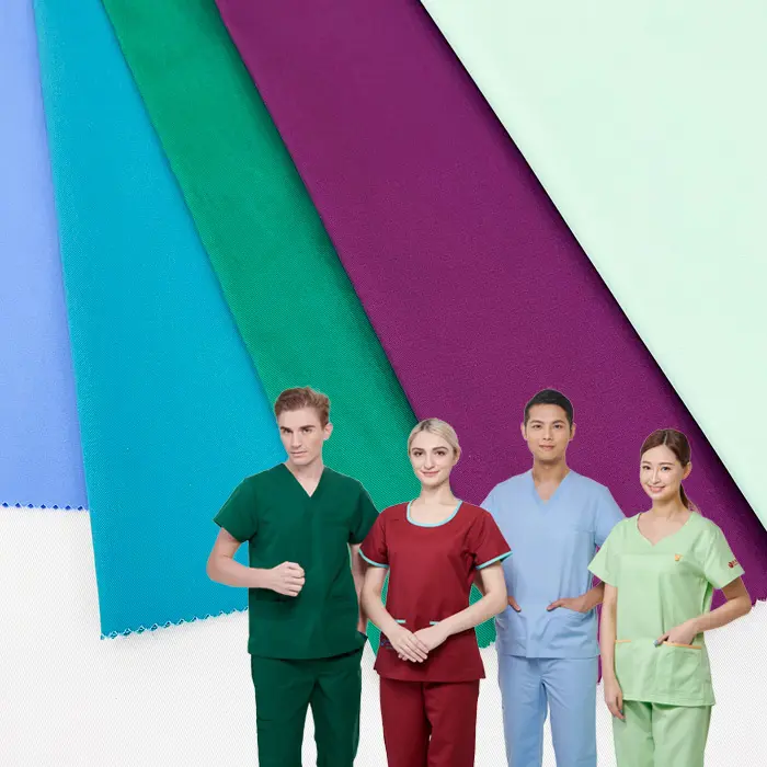 Tessuto twill tc polycotton poliestere/cotone ospedale medico infermiere uniforme medica scrub tessuti fornitore di produzione