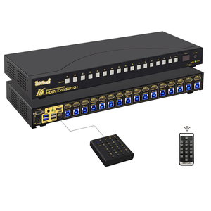 JideTech 16x1 HDMIKVMスイッチUSB3.0 HUB 4KHDMIスイッチャー4K60Hz解像度ラックマウントHDCPEDIDホットキーマウススイッチング - Product Image 1