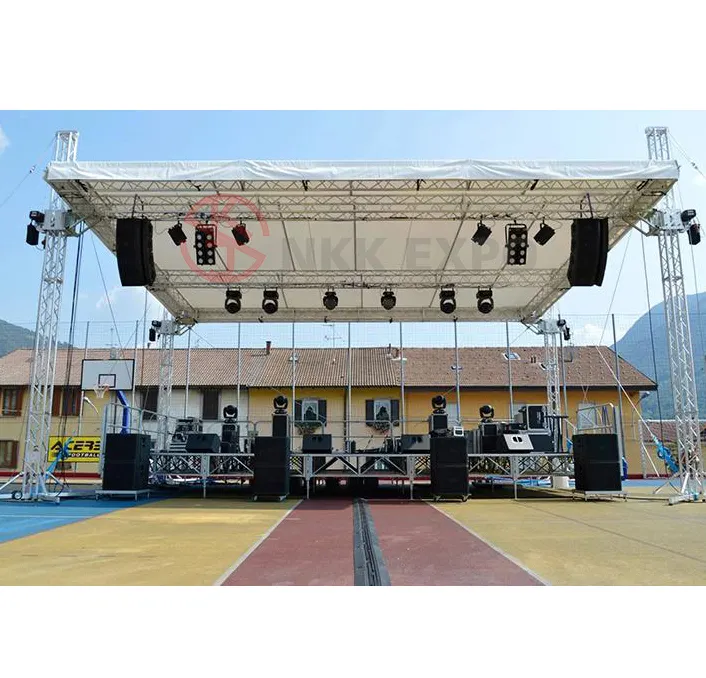 Aluminum display showing exhibition stand lighting stage truss