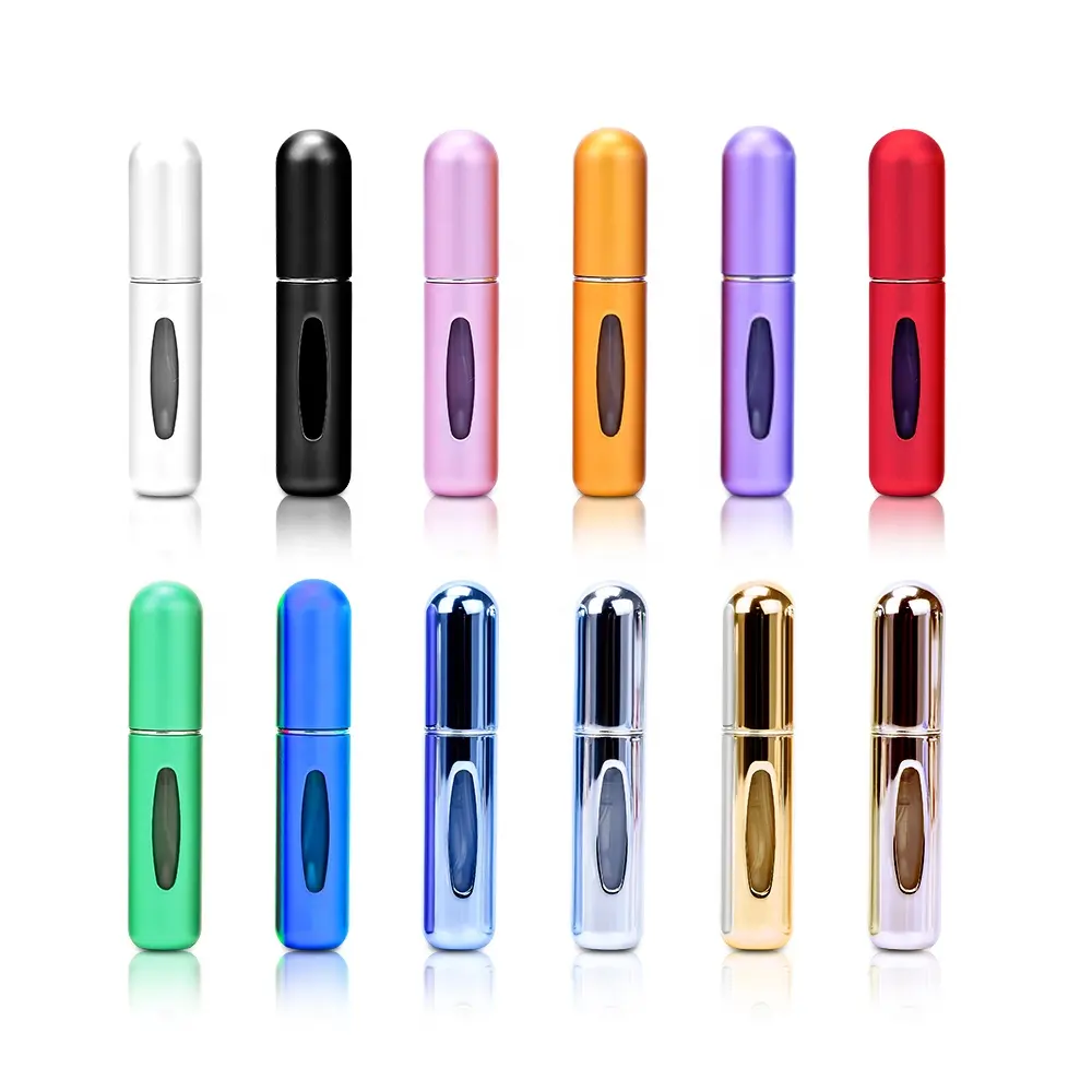 Portable Travel Size Bottom Filled 5ml 8ml Empty Glass Mini Perfume Bottle Aluminum Metal Refillable Perfume Atomizer Spray