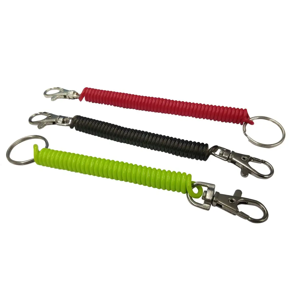 Bungee Springs Plastic Coil Cord Lanyard Keychain Wristband Low Price Factory Paracord Keychain With Carabiner