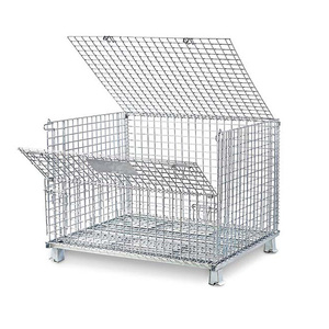 Jaula de almacenamiento de acero logístico de soldadura de metal galvanizado contenedor de malla de alambre plegable - Product Image 5