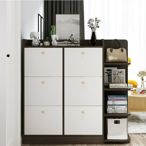 6 Drawer Wooden Shoe Cabinet Storage Cupboard Footwear Stand Shoe Rack Living Room Furniture