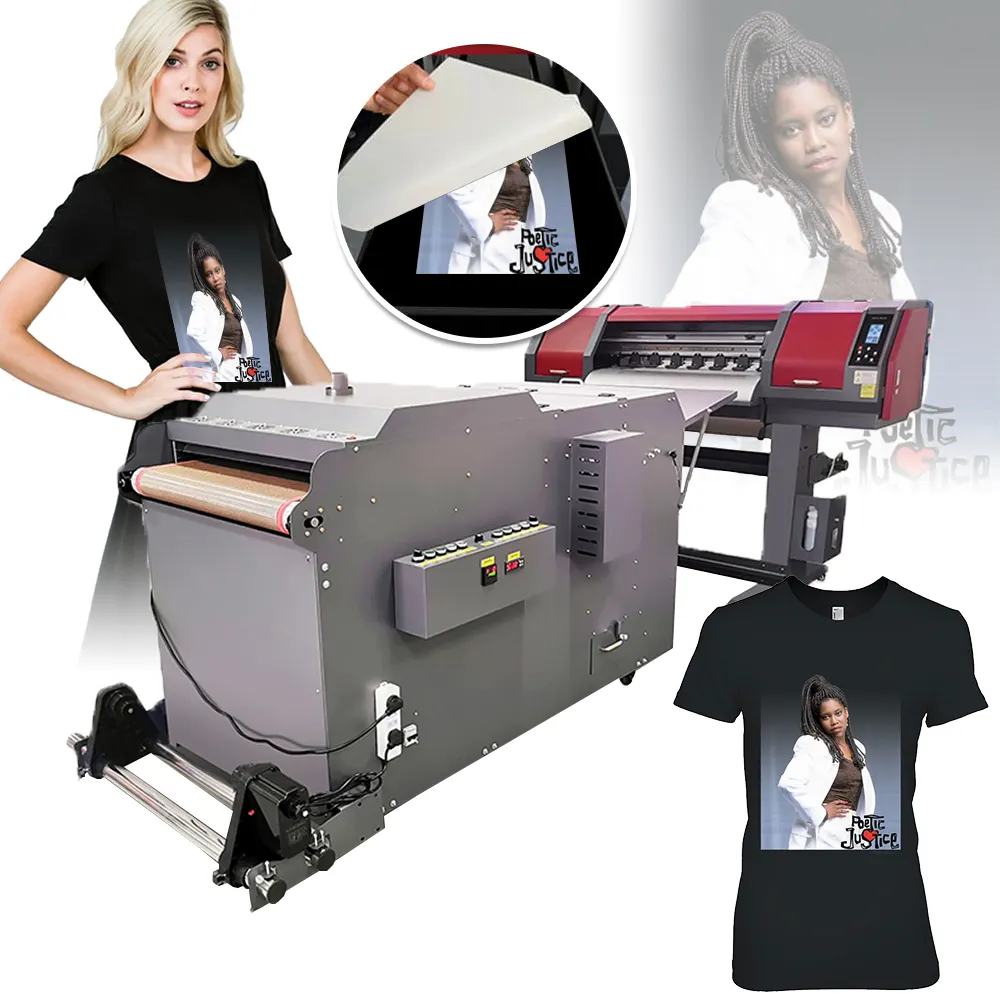 Impresora DTF con máquina de agitación de polvo directo a tela impresora textil digital máquina de impresión de etiquetas de ropa impresión de camisetas