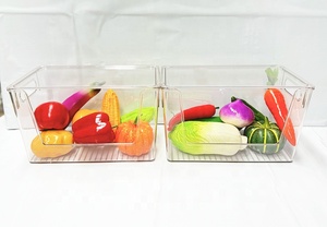 Contenedores de almacenamiento frontal abiertos apilables de plástico transparente grande con tapas de plástico, cesta organizadora de mostrador de cocina con asa - Product Image 6