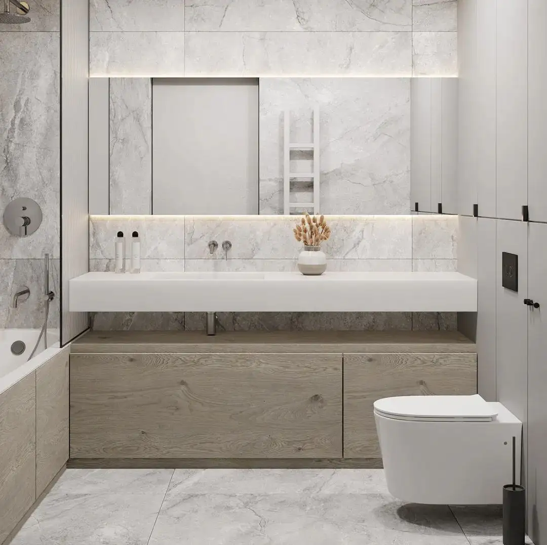 현대 부동 pvc 스타일 욕실 badezimmer 허영 거울 조명 욕실 세면대 캐비닛 더블 싱크