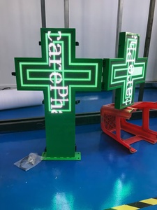 Full Color Pharmacy Cross LED Sign Temperature+humidity+light <strong>Sensor</strong> Wifi Control 60x60cm Double Sides P6 Outdoor LED Cross Sign - Product Image 5