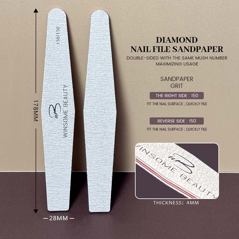 DIAMOND SHAPE NAIL FILE ZEBRA WHITE 150/150GRIT
