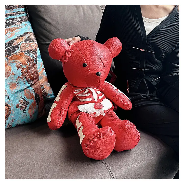 Fábrica venda direta cool meninas mochilas alta qualidade mochila boneca urso com crânio esqueleto cartoon mochilas