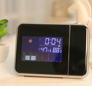 นาฬิกาปลุกฉายภาพดิจิทัล LED,พร้อมโปรเจคเตอร์ USB นาฬิกาเลื่อนปลุกสำหรับสถานีอากาศเทอร์โมมิเตอร์แสดงเวลาปฏิทินแสดงวันที่ - Product Image 4