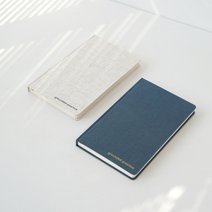 带有徽标A5精装接地练习织物亚麻封面日记本年度计划书2025礼品 - Product Image 2