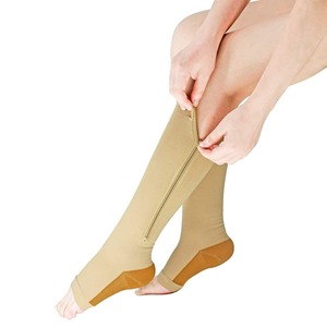 CMAX özel fermuar varis çorabı kadın erkek buzağı diz yüksek 15-20mmHg açık ayak varis çorabı için takım yürüyüş - Product Image 2