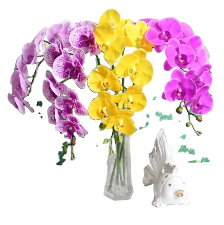 Orquídeas artificiales de tacto Real para decoración del hogar, ramas de orquídeas artificiales, para oficina y boda, FC4003