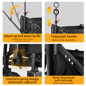 4 inch Tuxin hẹp bánh xe có thể gập lại Wagon giỏ hàng, 100L công suất nhỏ gọn gấp tiện ích giỏ hàng cho cắm trại bãi biển, nhà máy trực tiếp - Product Image 4