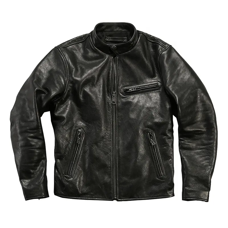 Veste en cuir véritable pour hommes col rabattu culture japonaise mode moto Style vêtements en peau de vache pour hommes