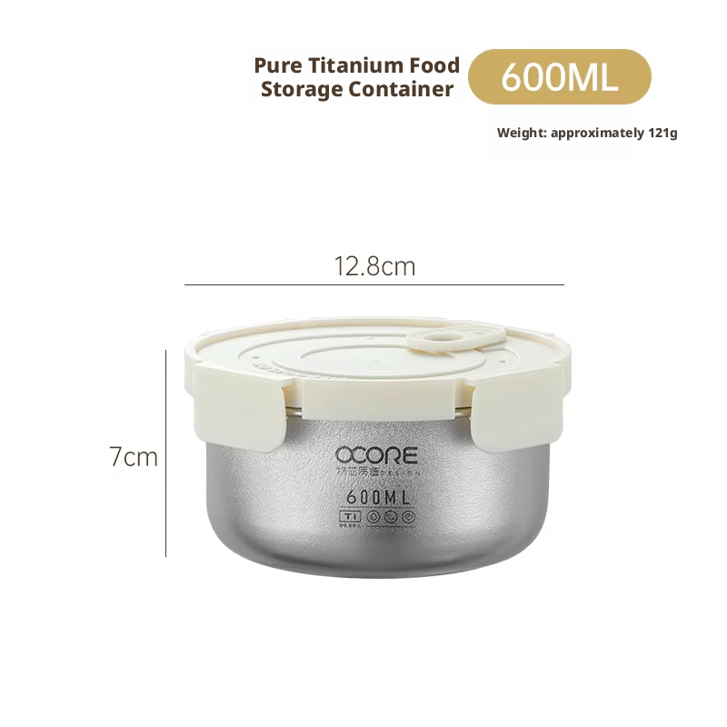 Contenant alimentaire Silver Titanium pur 600ml - Couvercle blanc cassé