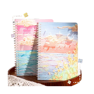A5纸皮螺旋笔记本加厚水平线记事本学生文具油画日记本记事本规划师 - Product Image 3
