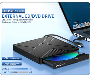 USB3.0/C型外置DVD驱动器光盘播放器光学阅读器DVD-只读存储器，适用于笔记本电脑和电脑台式电脑 - Product Image 3
