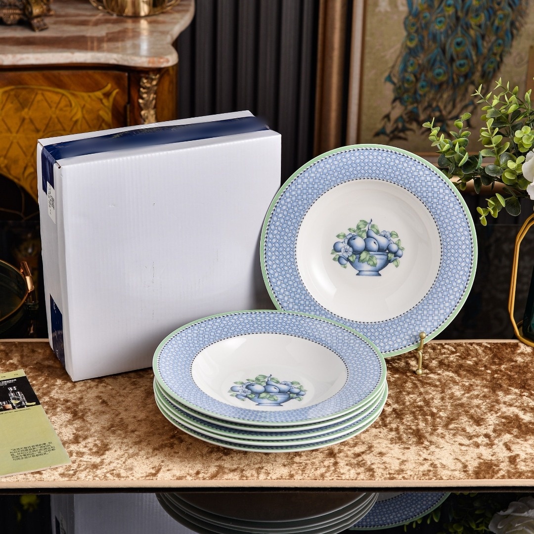 assiette creuse blanche de 9,5 pouces B*6