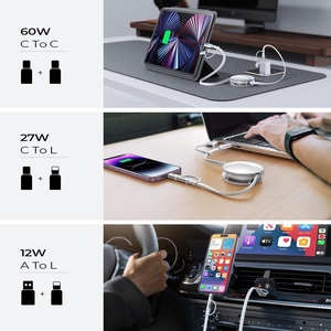 LISEN Universal 5-in-1 Retractable Charging Cable 60W Fast Cord with USB-C and USB-A <strong>Input</strong> for All Phones Tablets iPad - Product Image 5