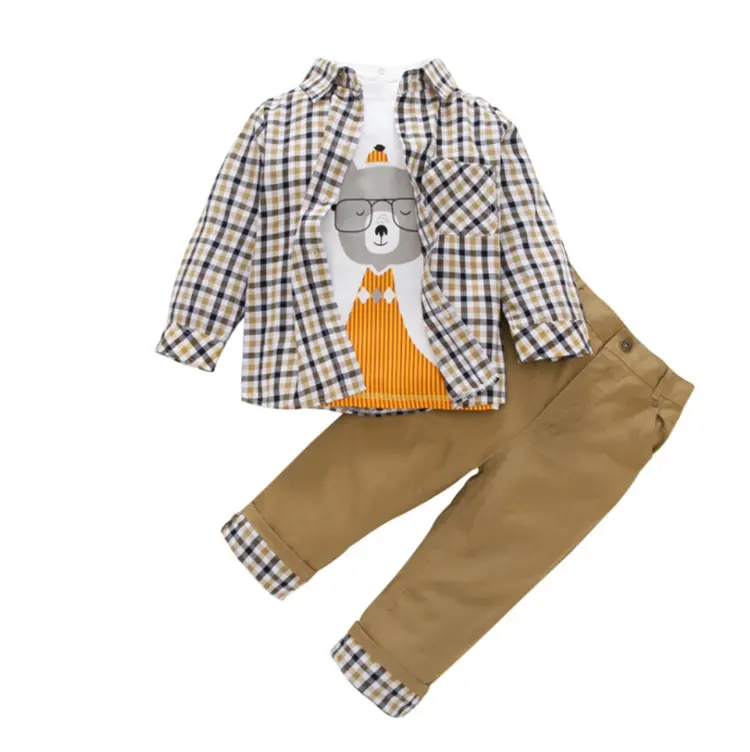 WSG23-Conjuntos de ropa de otoño para niños, chaqueta, camisas, pantalón, trajes de 3 piezas, ropa de manga larga