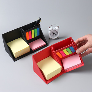 Papelería pequeño cubo reciclado Bloc de notas caja de notas adhesivas con portalápices - Product Image 4