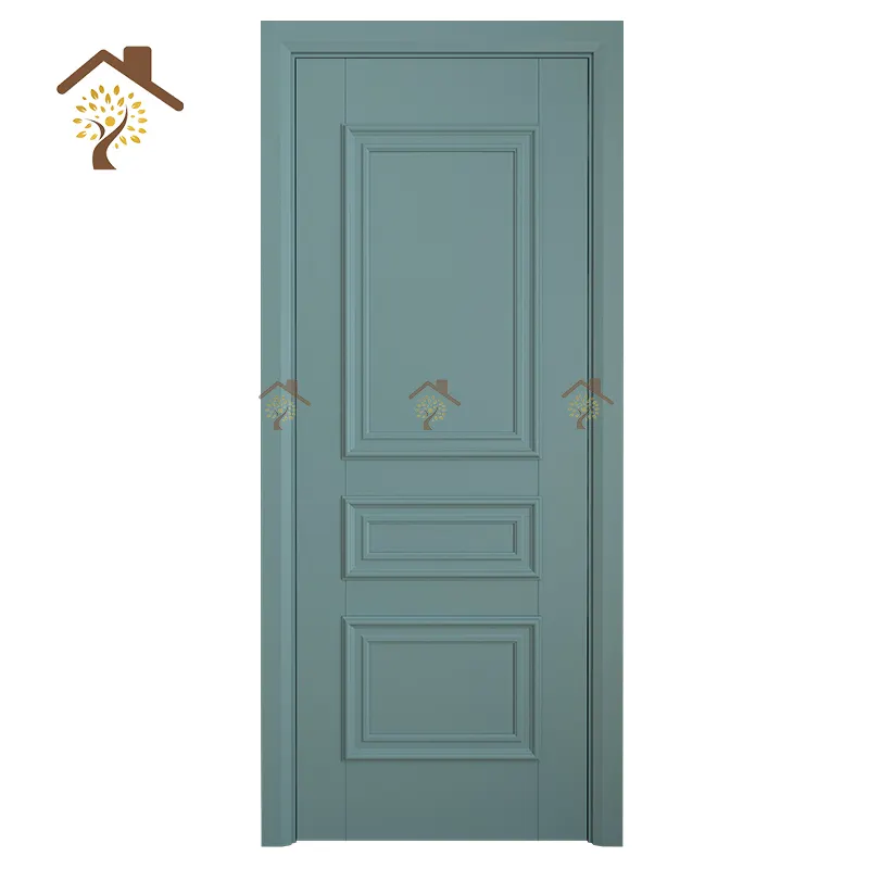 باب داخلي بسيط من الخشب الصلب المطلي باللون الأزرق المطلي بألواح واحدة للبيع بالجملة