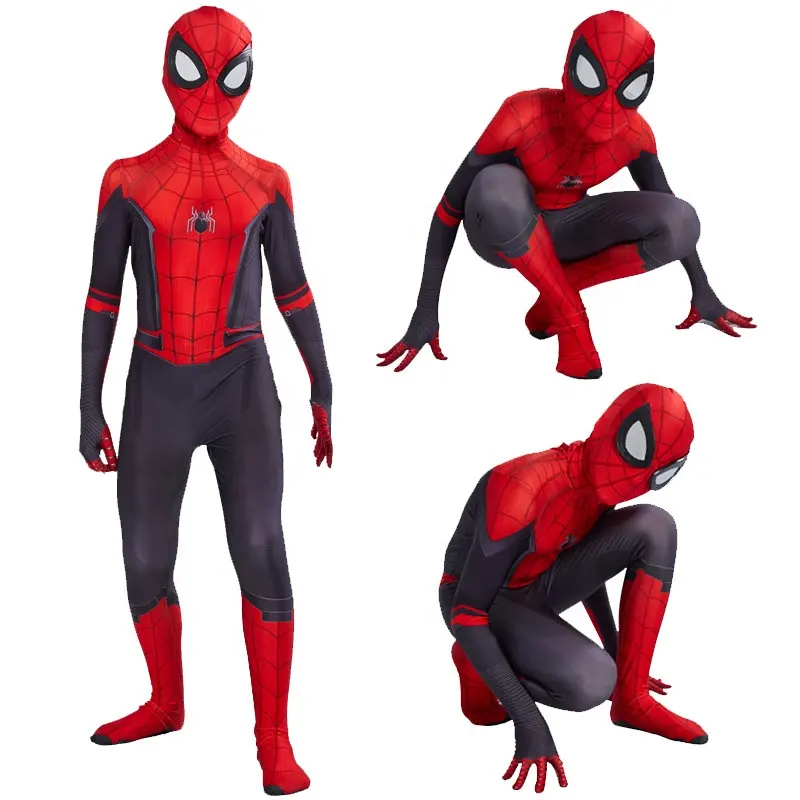 Fantasia americana do homem aranha para halloween, adulto e crianças, super herói