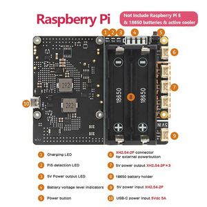 Raspberry Pi 5 18650 USV, X1201 V1.1 Power Management Board mit automatischem Einschalten für Pi 5