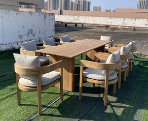 Decoout ngoài trời cao cấp tự nhiên tếch ăn uống thiết lập bền Patio bàn ăn ghế cho sân khách sạn midcentury thiết kế hiện đại - Product Image 3